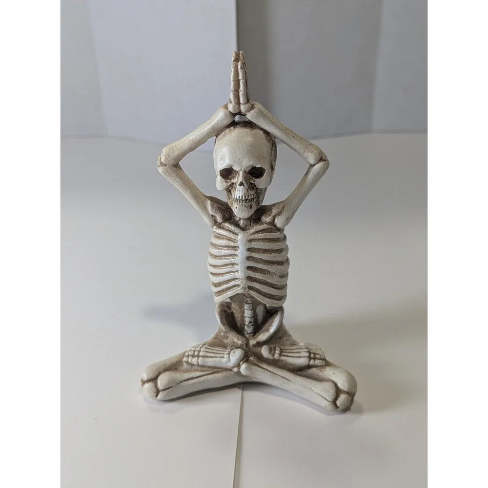 Yoga Skeleton Figurine Resin Meditation Namaste Gothic Halloween Decor